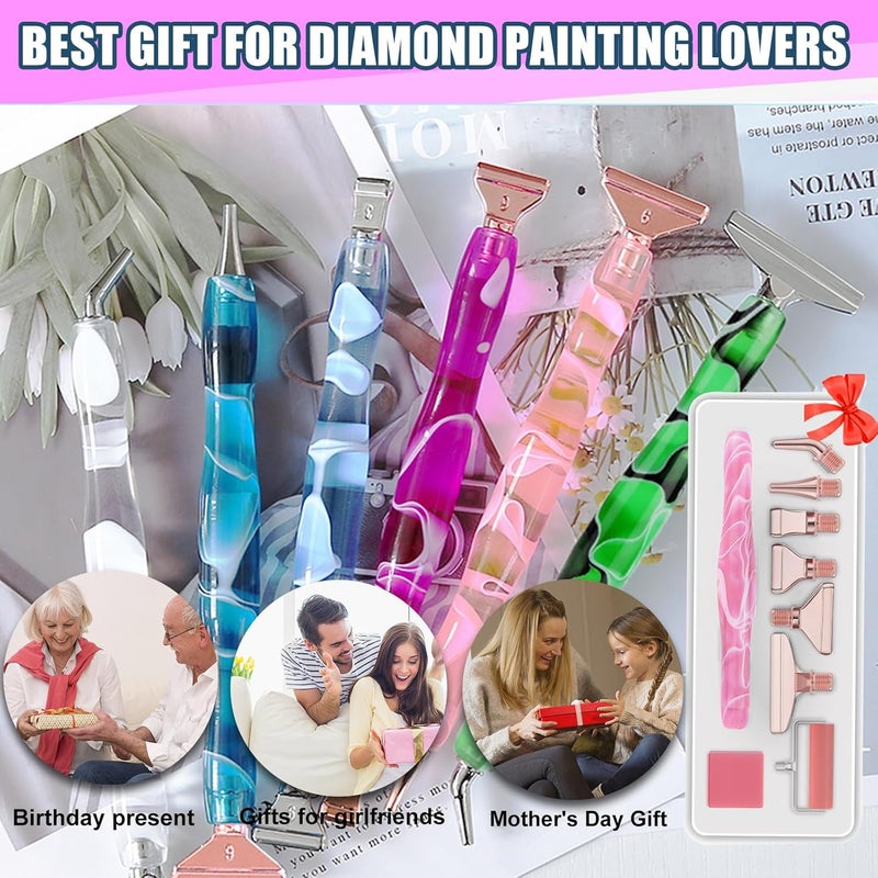 Heyseri 14PCS Diamond Painting Pen Accessories Tools Set, Exquisite Stainless Steel Metal Pen Tips,Ergonomic Diamond Art Pen and 6 Painting Glue Clay,Comfort Grip and Faster Drilling (Pink Gold) - Image 4